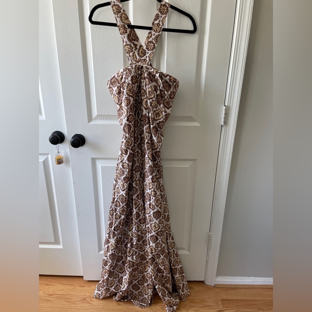 Julia amory Elle dress Brown Printed Halter Maxi Dress - Picture 3 of 8
